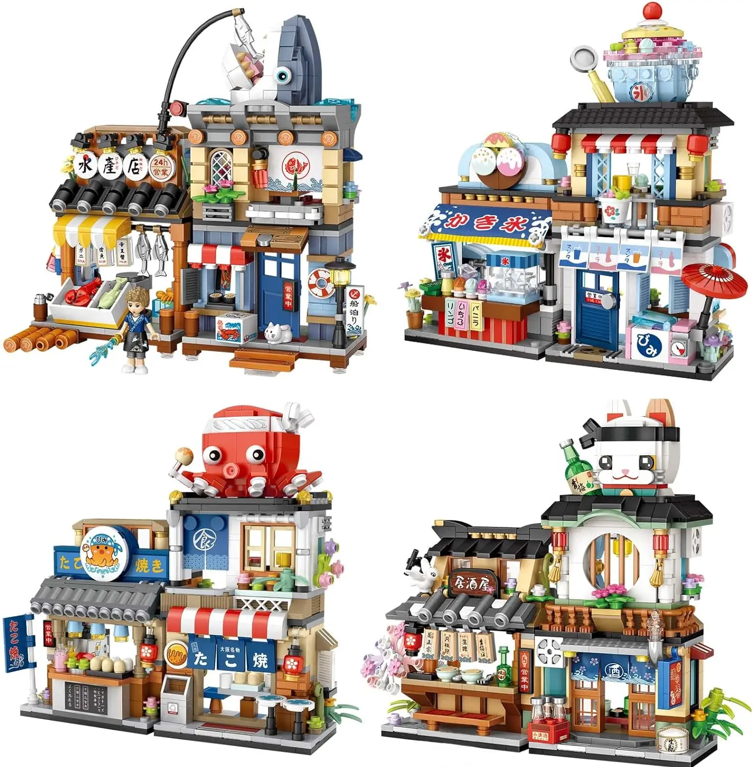 Loz Architektur Street Shop Izakaya Moc Bausteine speichern japanische Straßenszene Puzzle Geschenk Spielzeug für Erwachsene oder Kinder