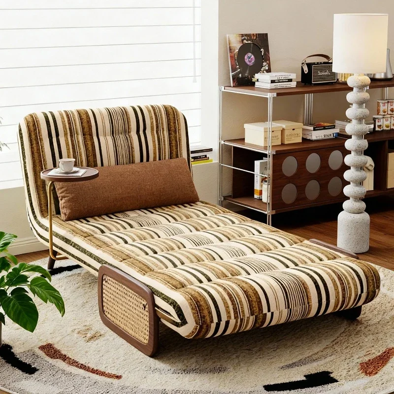 Retro style sofa bed small apartment living room color matching striped single double casual folding sofa chair