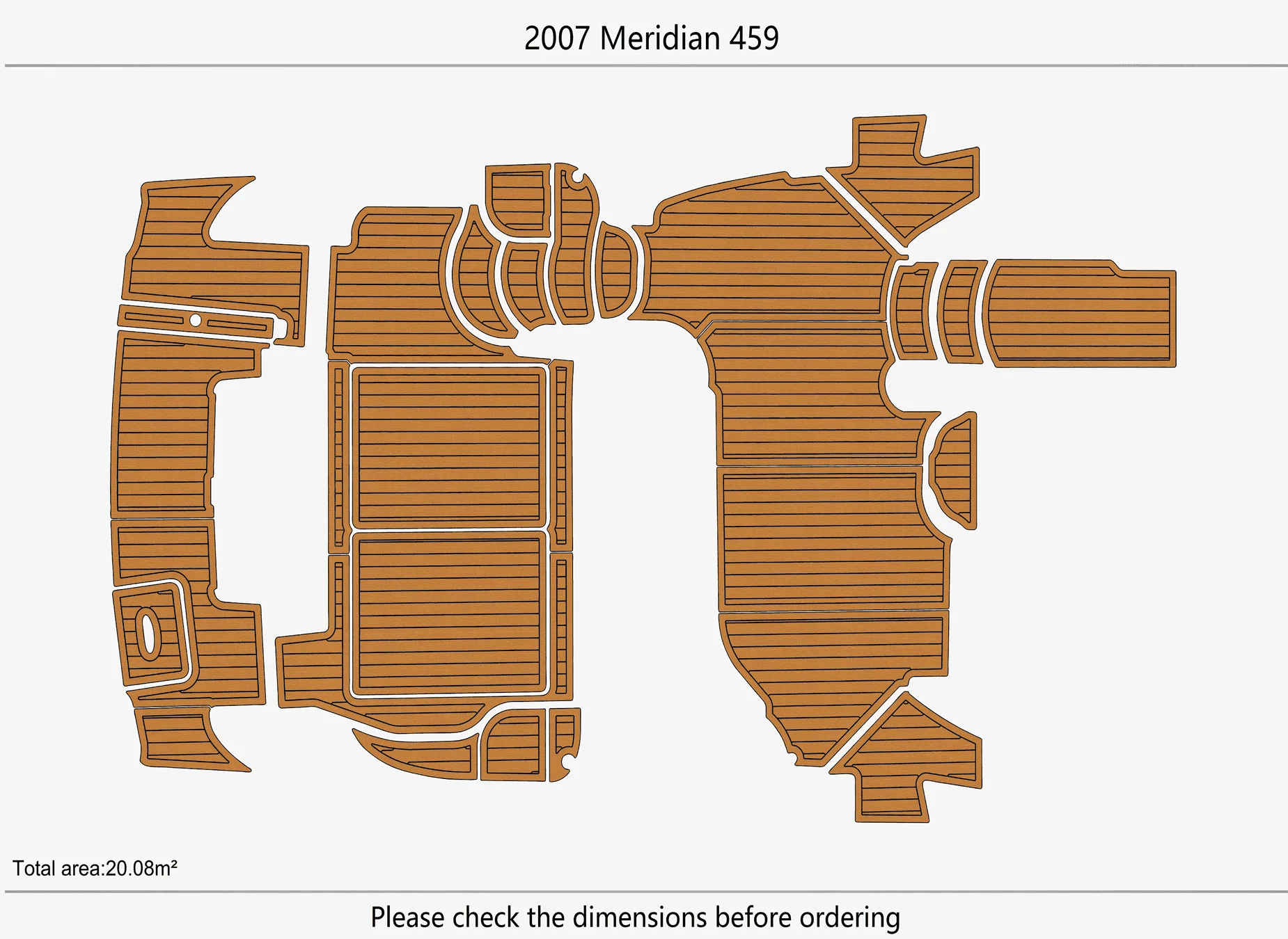 Marine Faux Teak EVA Non-Slip Mat -2007 Meridian 459 Self-Adhesive 1/4