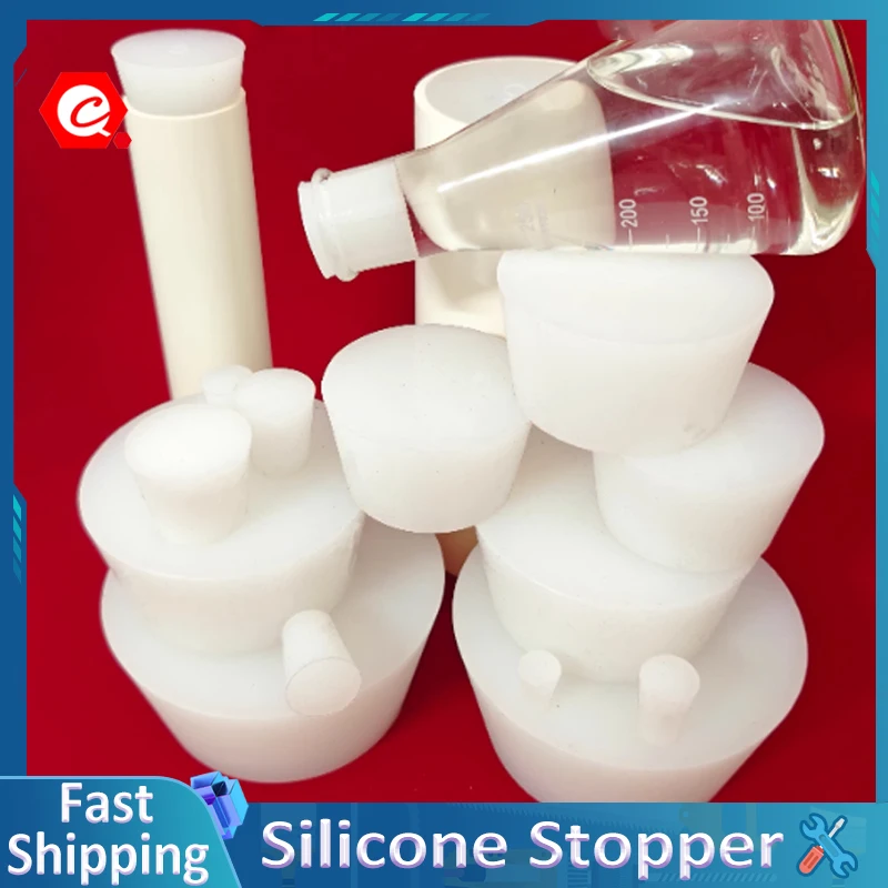 White Silicone Stopper Solid Conical Rubber Plugs High temperature resistant Sealing Wine bottle test tube stopper
