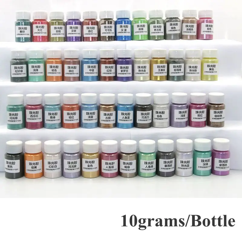 الاستقطاب اللون اللؤلؤ مسحوق الميكا 10 جرام/زجاجة الوحل الصابون شمعة الايبوكسي الراتنج تلوين أصباغ بيرليسسينت الأظافر النفط هلام الحبر