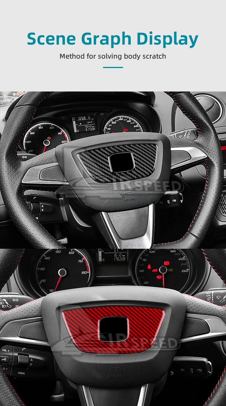 Echter weicher Kohlefaser-Aufkleber für Seat Ibiza 6j 2009 2010 2011 2012 2013 2014, LHD RHD, Auto-Lenkrad-Mittelrahmenverkleidung – Detail 9