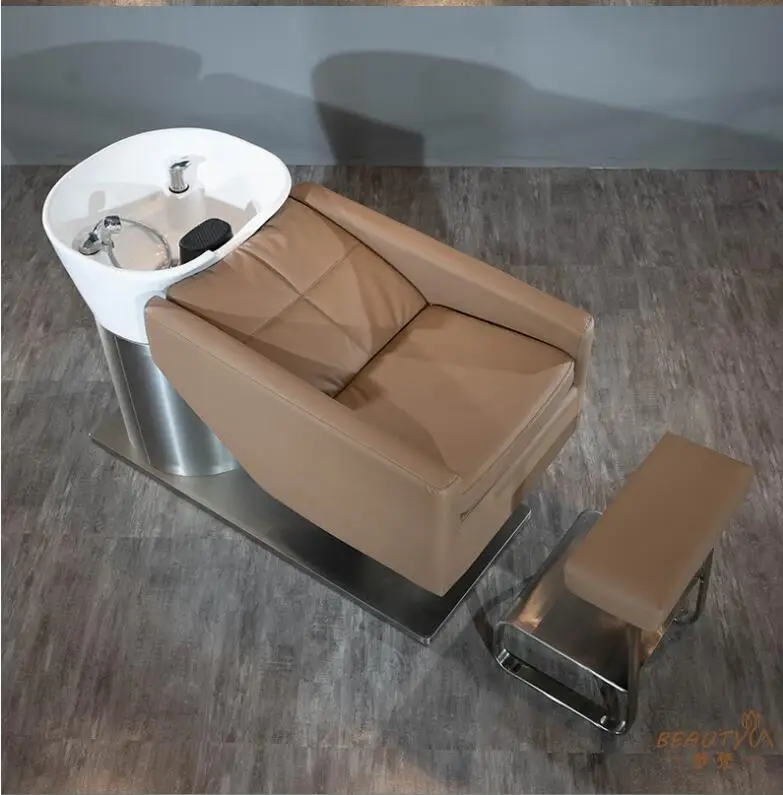 

Hairdresser ceramic basin shampoo bed hair salon dedicated hairdresser tide shop half lying flush bed retro