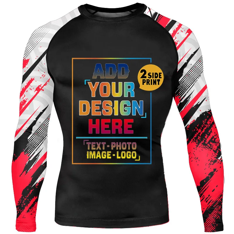 High quality fashion hot selling men\'s Long sleeve T-shirt Compression running shirt gym top add design to your image T-shirt