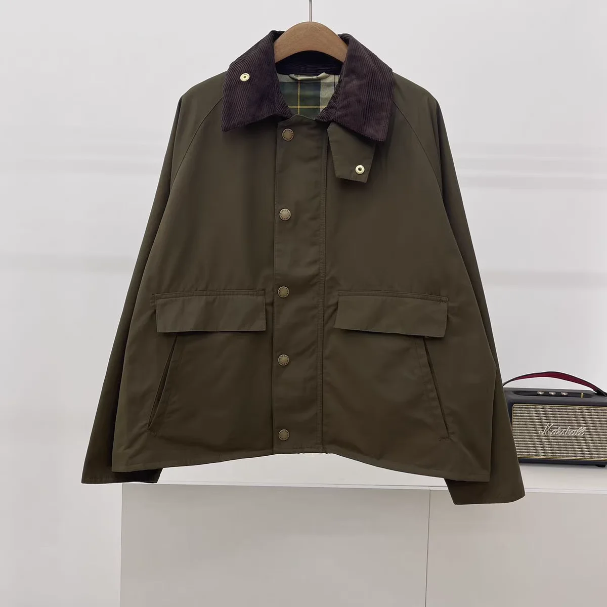 Japanese version of Barbour joint BORROWDALE retro short work jacket corduroy collar windbreaker coat