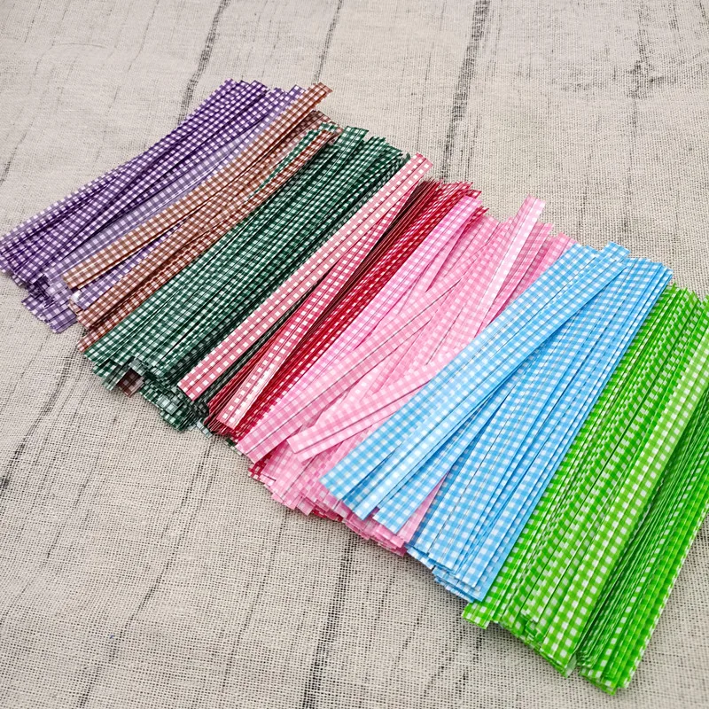 Farb gitter Metallic Twist Tie Draht für Cello tasche Kuchen Lutscher Geschenke Packgae Hochzeits feier DIY Verpackungs werkzeug liefert 12cm – Detail 5