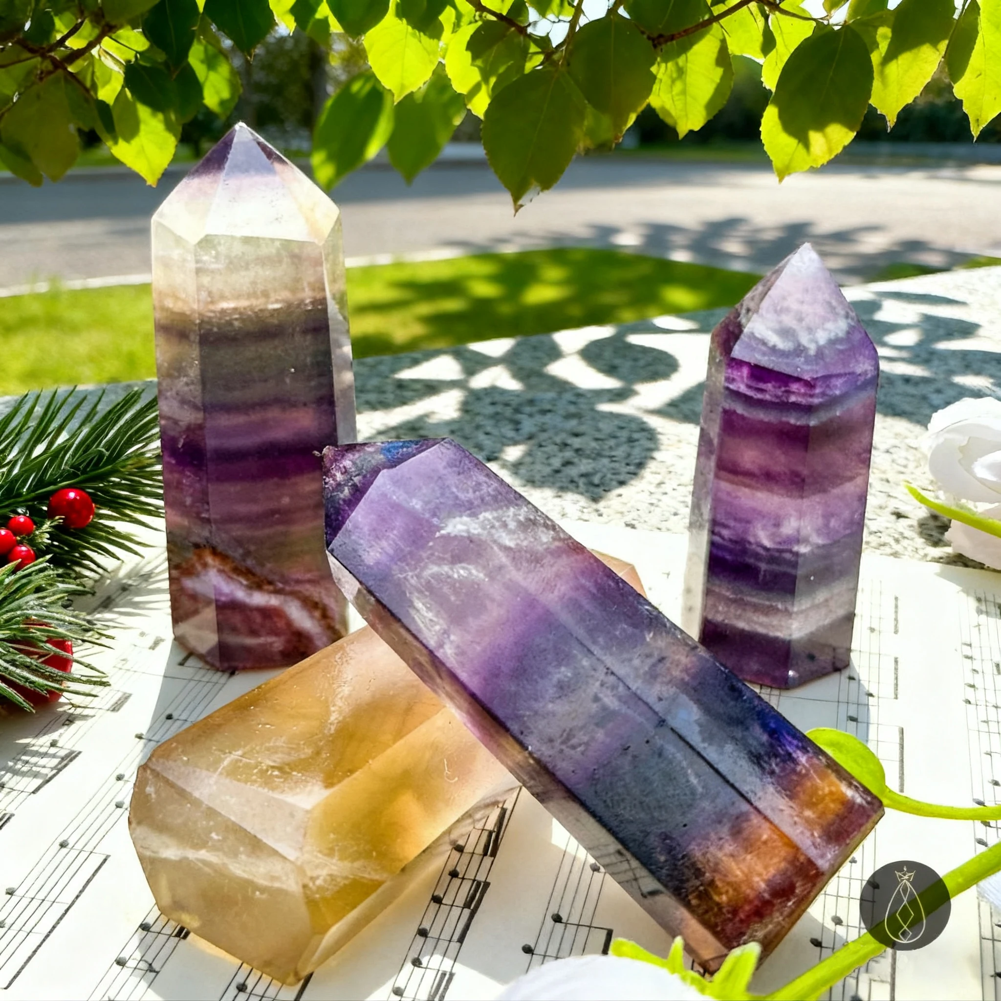 1 برج فلوريت نادر ملون | فلوريت طبيعي | مصقول وسلس | هدية عيد ميلاد | مجموعة كريستال | ديكور المنزل #6