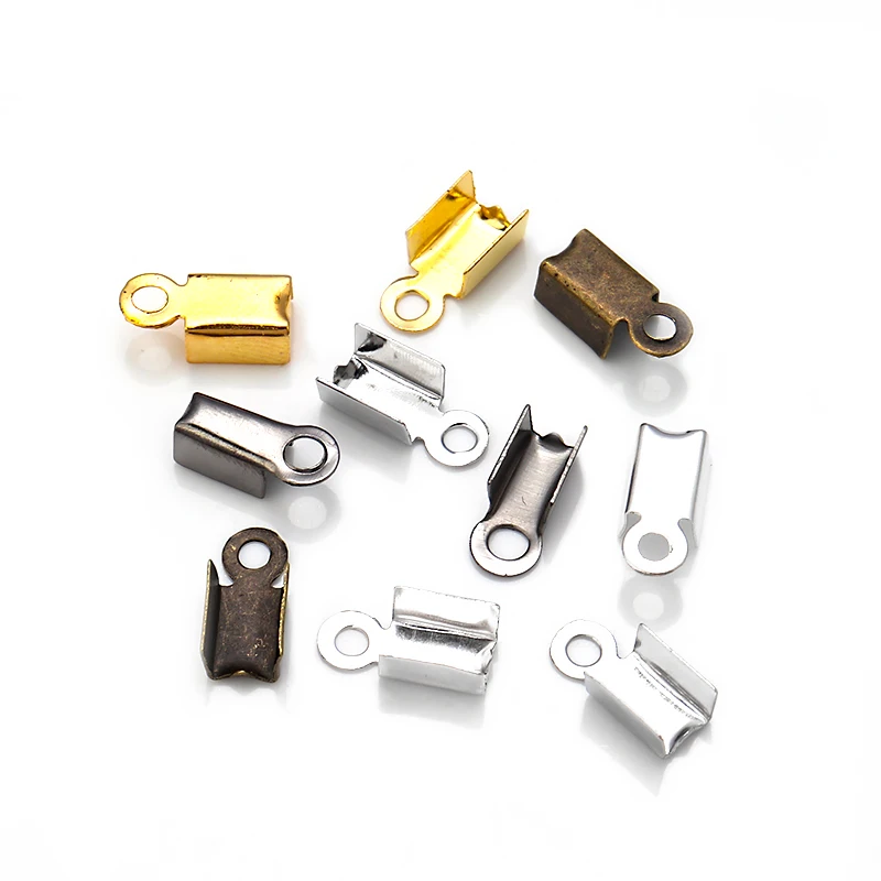 

200 шт./лот, концевые застежки-зажимы для шнуров, лент, кожи, для изготовления ювелирных изделий, DIY, соединители для ожерелий