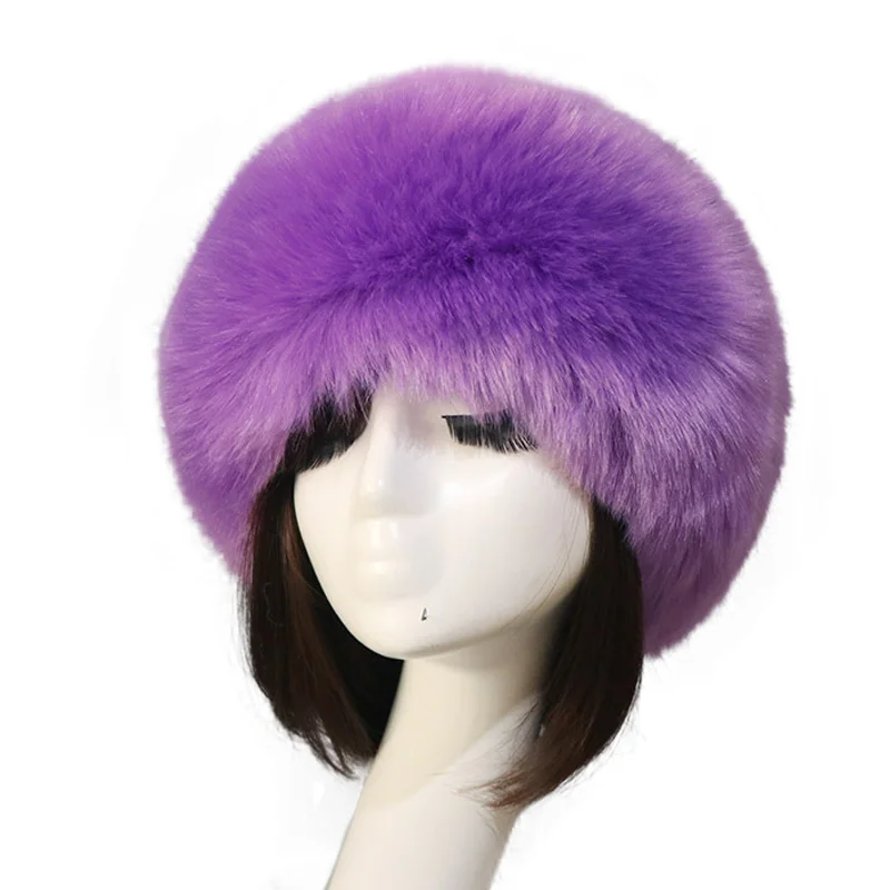 2024 Women\'s Winter Artificial Fur Russian Ushanka Hat Thick Warm Blaclava Caps Earflap Faux Fox Beanies For Ladies Outdoor Hats