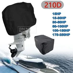 15-250HP Full Outboard Motor Engine Boat Cover Black 210D Oxford Waterproof Anti-scratch Heavy Duty Outboard Engine Protector