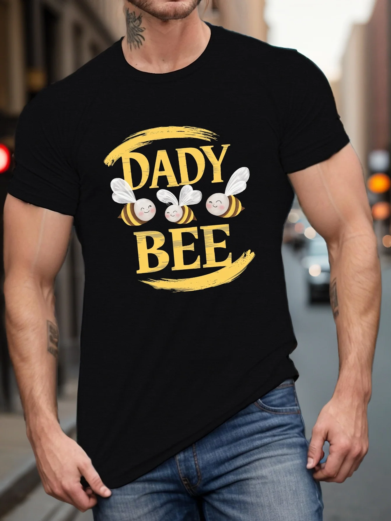 Plus-Size Men's Summer T-Shirt, Attractive Graphic Pattern Short-Sleeve T-Shirt, Stylish Casual Top, Suitable for Everyday Life, for Big and Tall Individuals