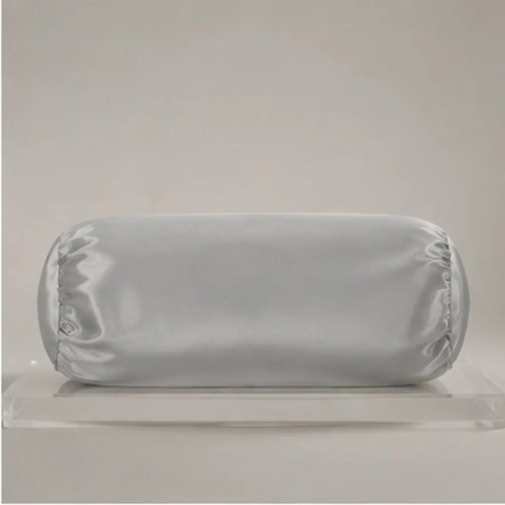 2Pcs Breathable Neck Roll Pillow Covers Hidden Zipper Grey Round Cylinder Cervical Bolster Pillowcase for Sofa Living Room