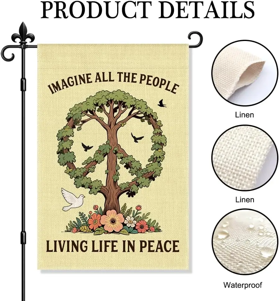 تخيل جميع الأشخاص الذين يعيشون الحياة في السلام حديقة العلم مزدوجة الوجهين ساحة الديكور في الهواء الطلق 12x18 بوصة ، علم الشرفة الوحدة ، T ZZJ