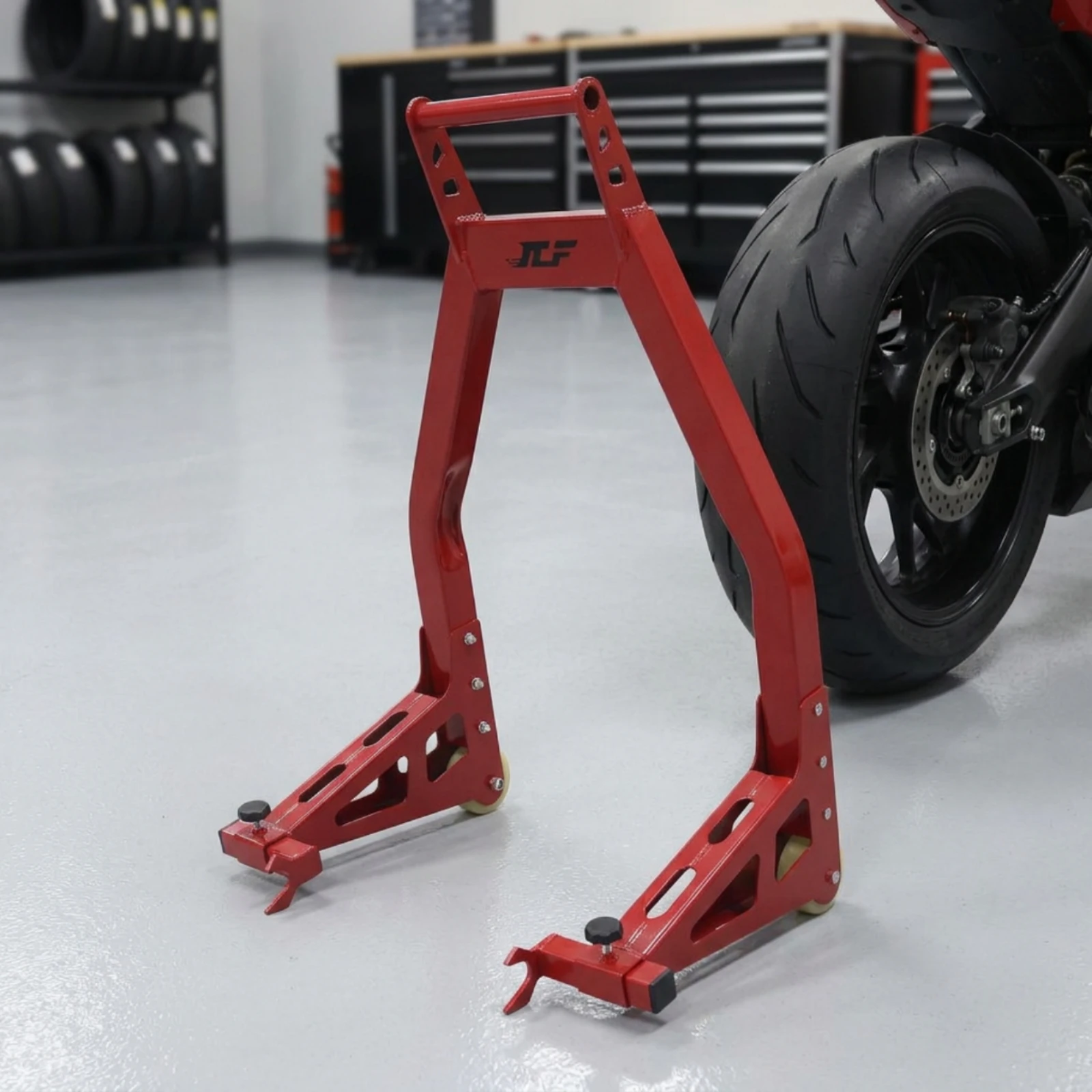 Motorcycle Rear Stand Heavy Duty Rear Paddock Stand Adjustable Stable for Motorcyclists, Chain Maintenance, Garage