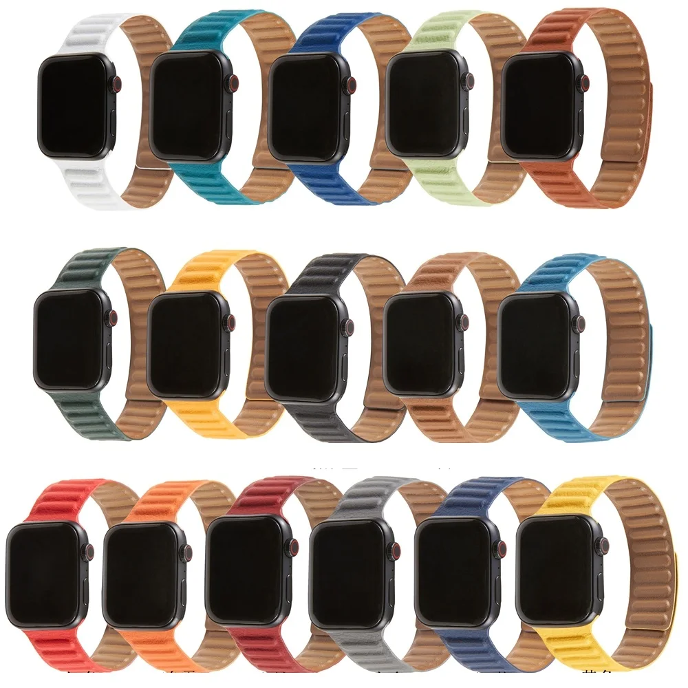 Magentic Genuine Leather Strap For Apple watch Series 6 SE 5 4 3 2 1 (38mm/40mm/42mm/44mm) iWatch Replacement Band design