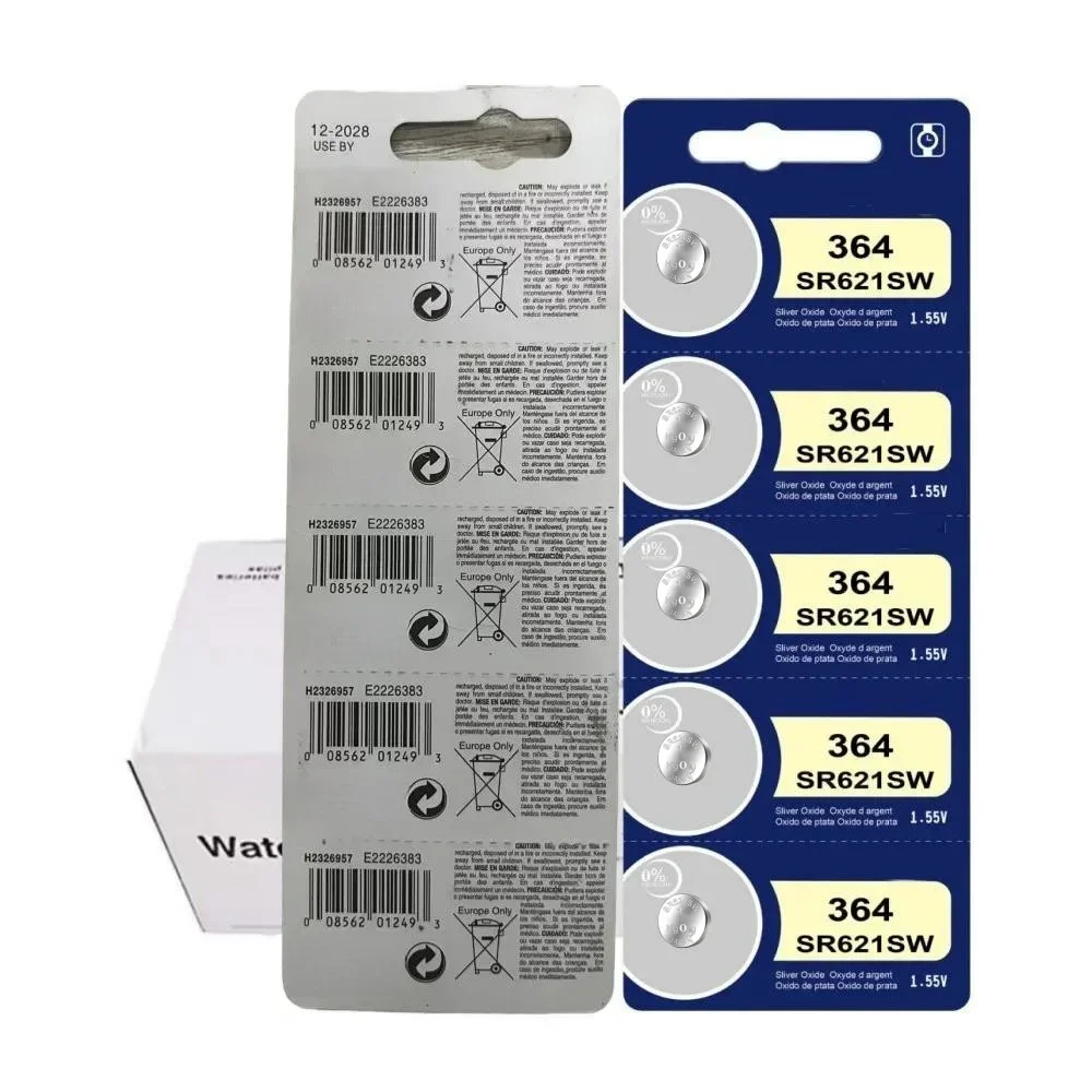 Original For SONY 200PCS SR621SW AG1 364 363 LR621 164 1.55V Alkaline Button Cell Watch Battery; 100% Safe