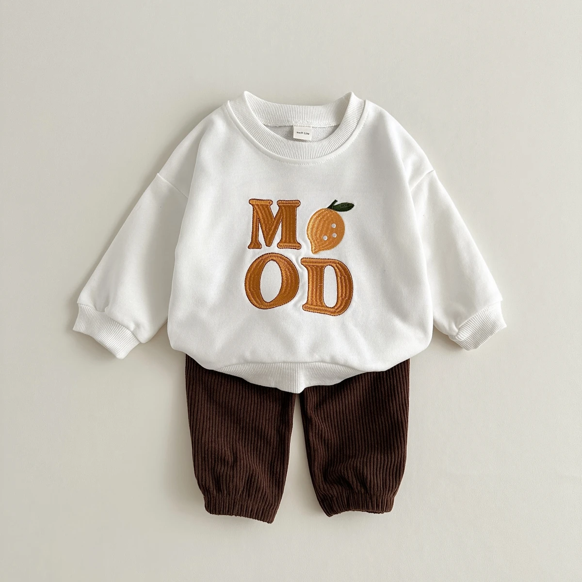 INS New Baby Clothes Set Girls Tracksuit Embroidered Fruit Sweaters+Corduroy Pants For Kids Boys Spring Autumn