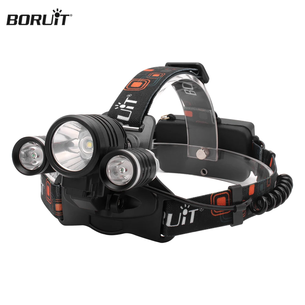 BORUiT Powerful LED Headlamp 18650 Battery Type-C Rechargeable Headlight Fishing Torch Camping Work Head Flashlight