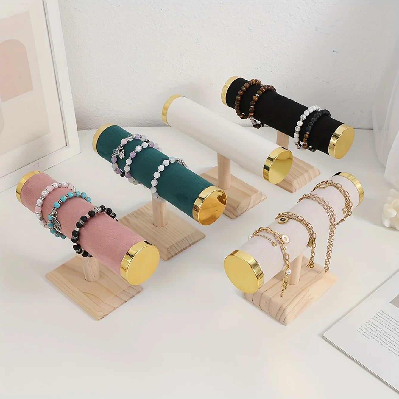 Multi Functional Wooden Jewelry Display Stand - Stable Seat Suitable for Displaying Bracelets, Bracelets, Beads, and Headbands -