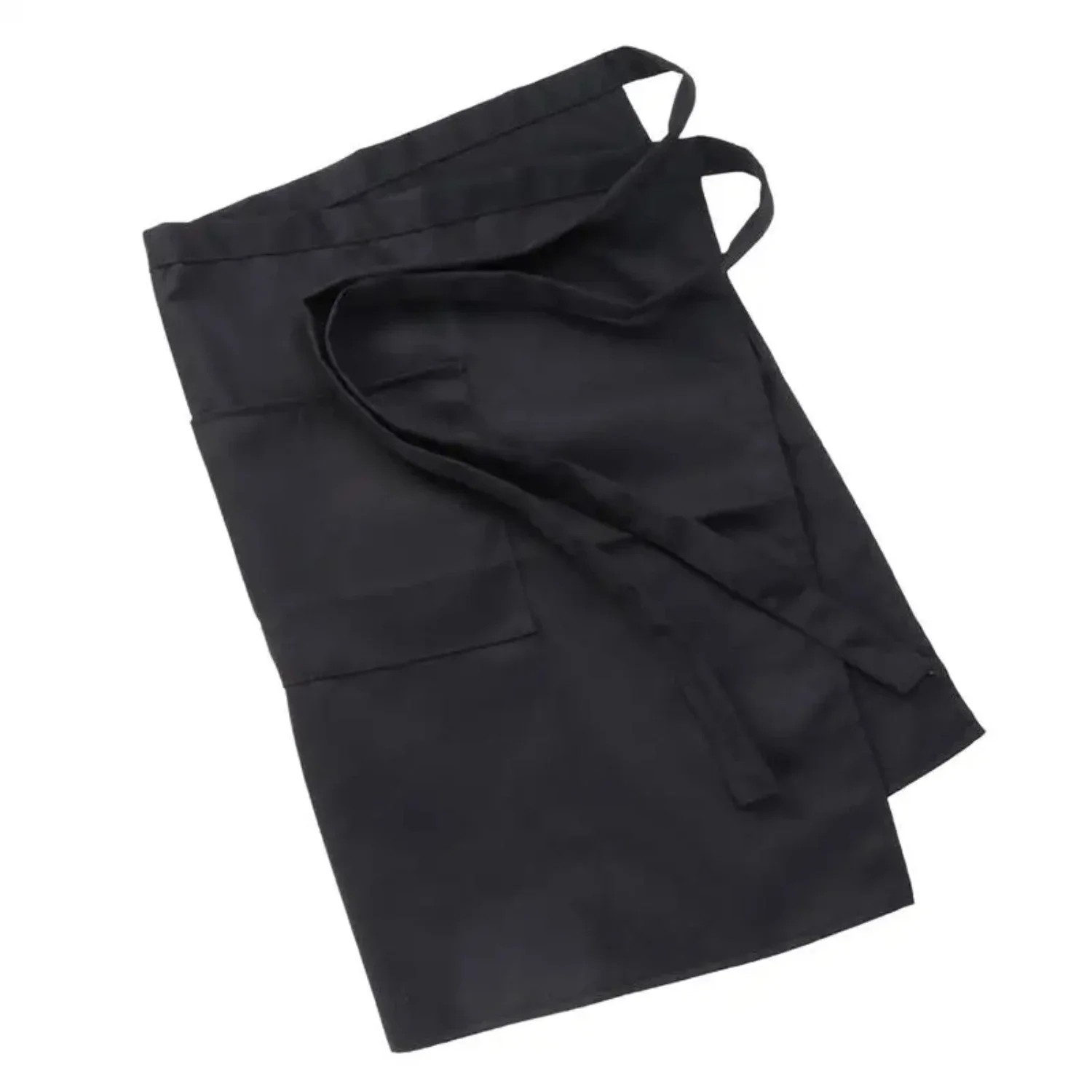 Stylish and Effortless Black Unisex Waist Apron with Double Pockets: The Perfect Choice for Men and Women! Ideal for Kitchen Coo