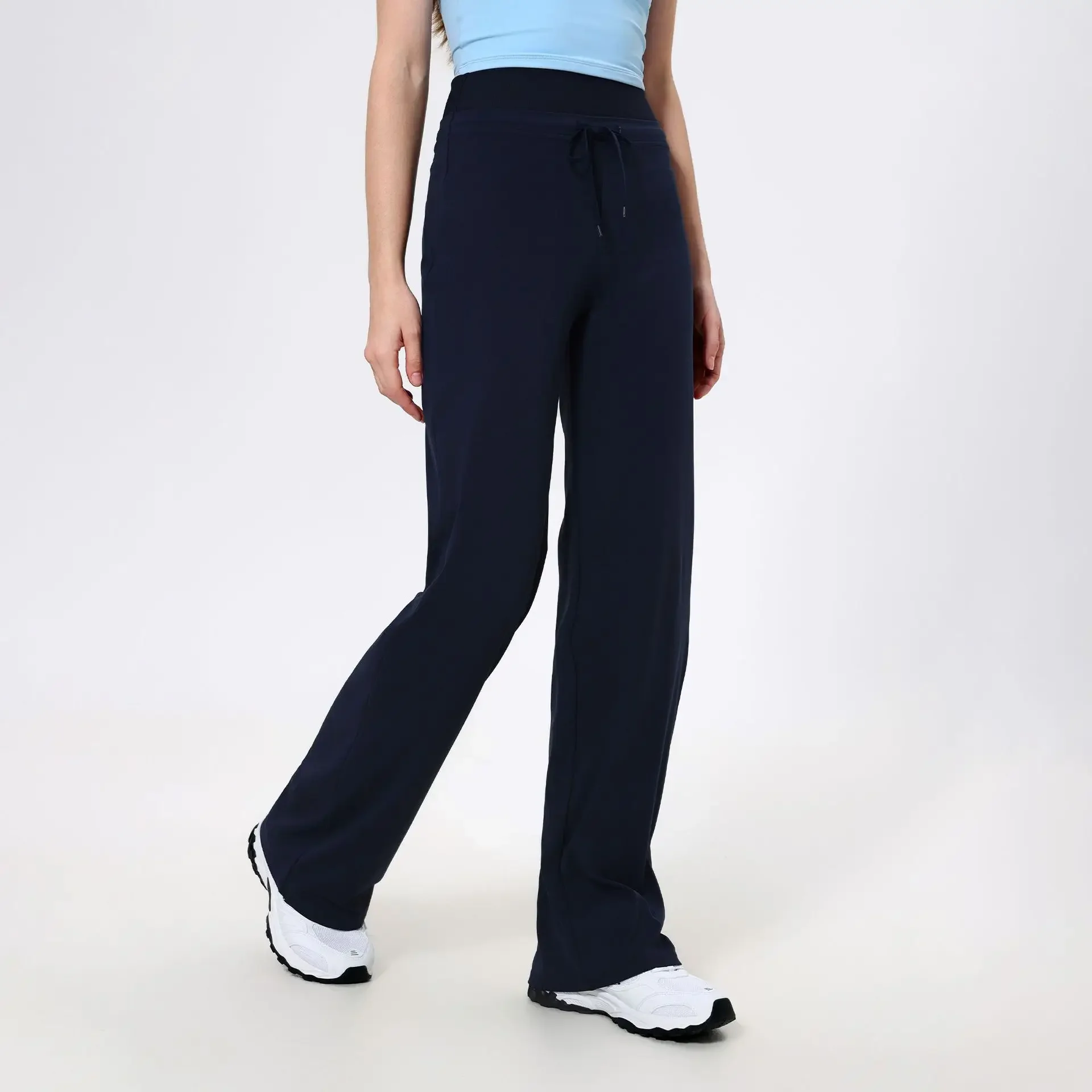 Pantalones de pierna recta holgados y de cintura alta para mujer, secado rápido, correr, adelgazar, pantalones de fitness, pantalones desnudos