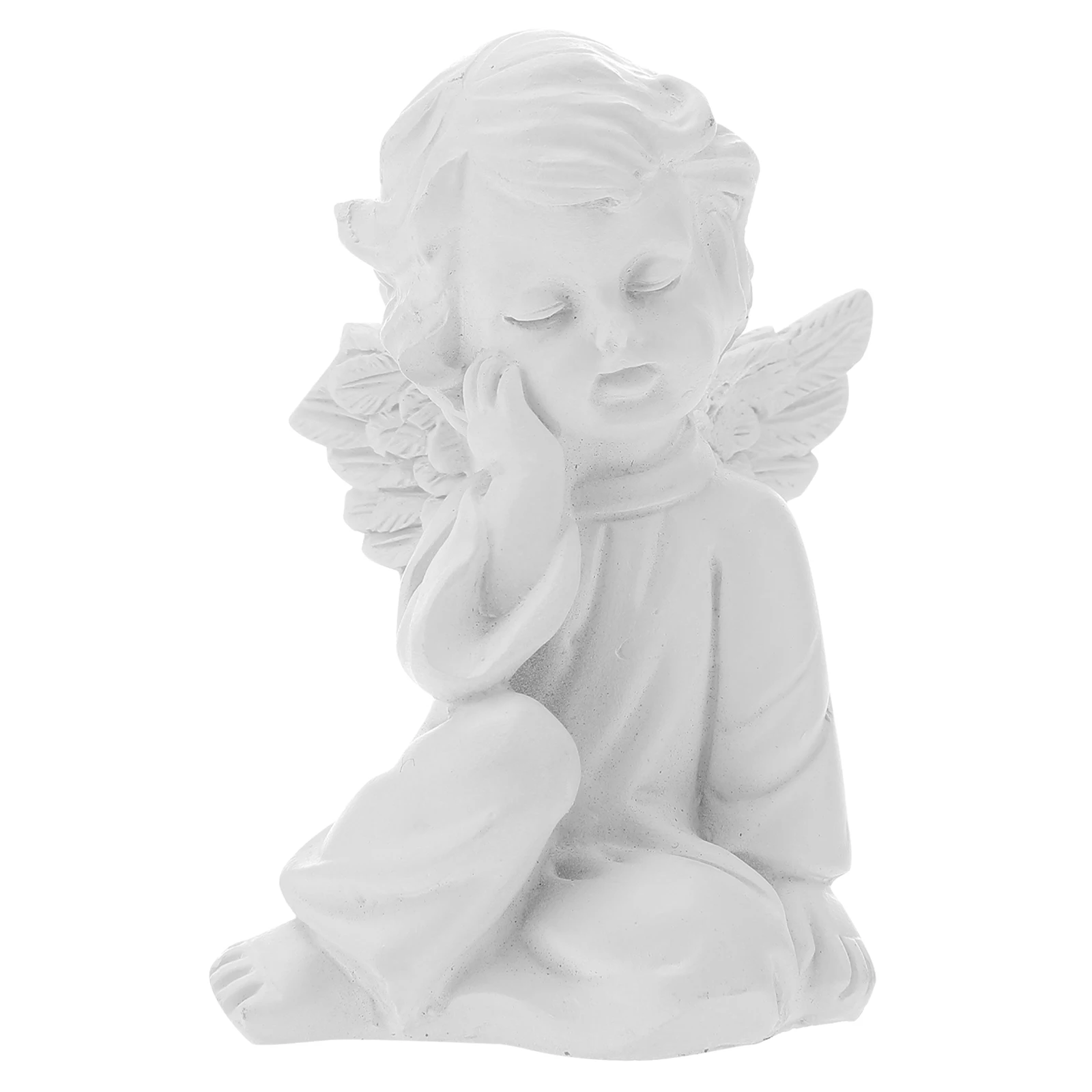 

White Resin Angel Decoration Sculpture Elegant Statue for Home Desktop Ornament Holiday Gift White Angel Sculpture Decor