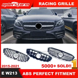 2015-2019 For merced W213 Diamond grille ABS Black With Camera hole E-Class E200 E250 E300 E350 E400 E500 E550 Sport W238 Grille