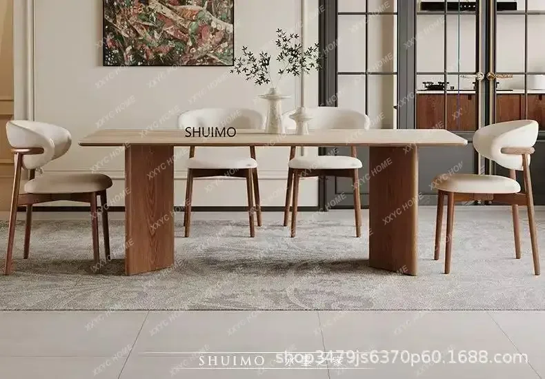A  Retro Rock Slab Dining Tables High - End Design Dining Tables Creative Solid Wood Home Furniture Muebles