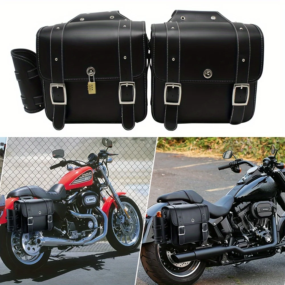 

Pair Universal Motorcycle Accessories Side Saddle Bags Hanging Bag Waterproof Saddle tool Side bag Luggage with lock For Harley