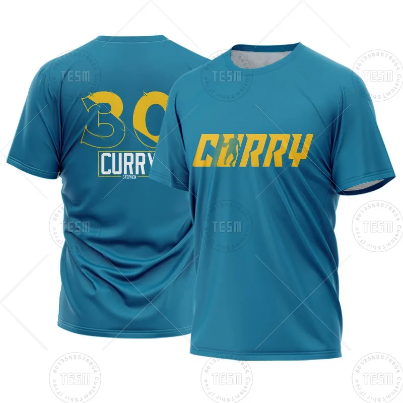 Curry Warriors Basketball Jersey Men Summer T-Shirt Sports Casual Round Neck Shirt Breathable Quick Drying