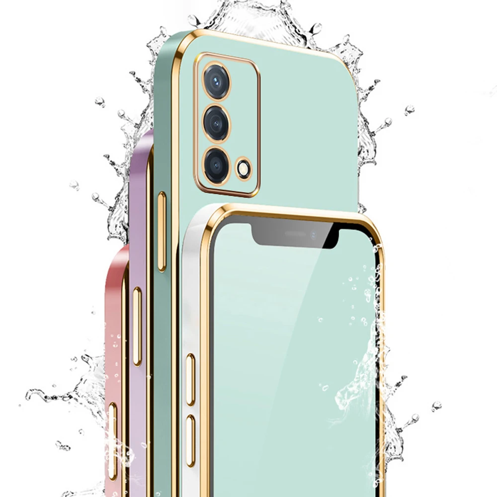 For Oppo A74 Case OPPO A74 4G Phone Case oppo F19 Case F19S Cover CHP2219 CPH2223 Luxury Square Plating Shockproof Back Cover