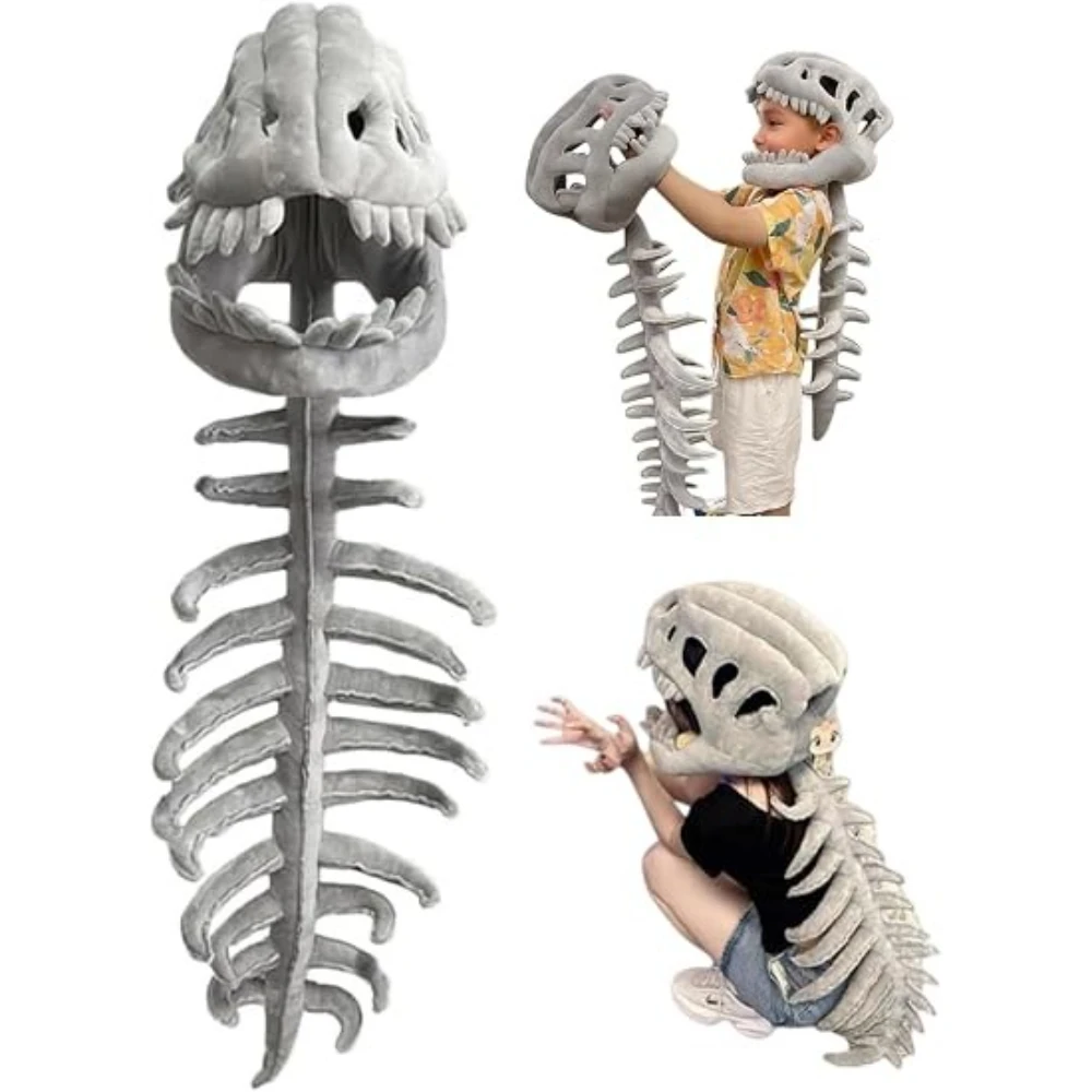 Dinosaur Skeleton Costume SetSpinosaurus-Style Outfit 3D Skull Headpiece Spine for Halloween Cosplay Dress-Up, Parties & Photos