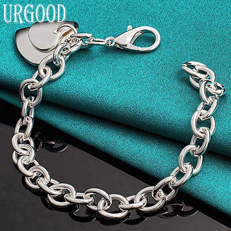 

925 Sterling Silver Two Heart Pendant Chain Bracelet For Women Men Party Engagement Wedding Fashion Jewelry