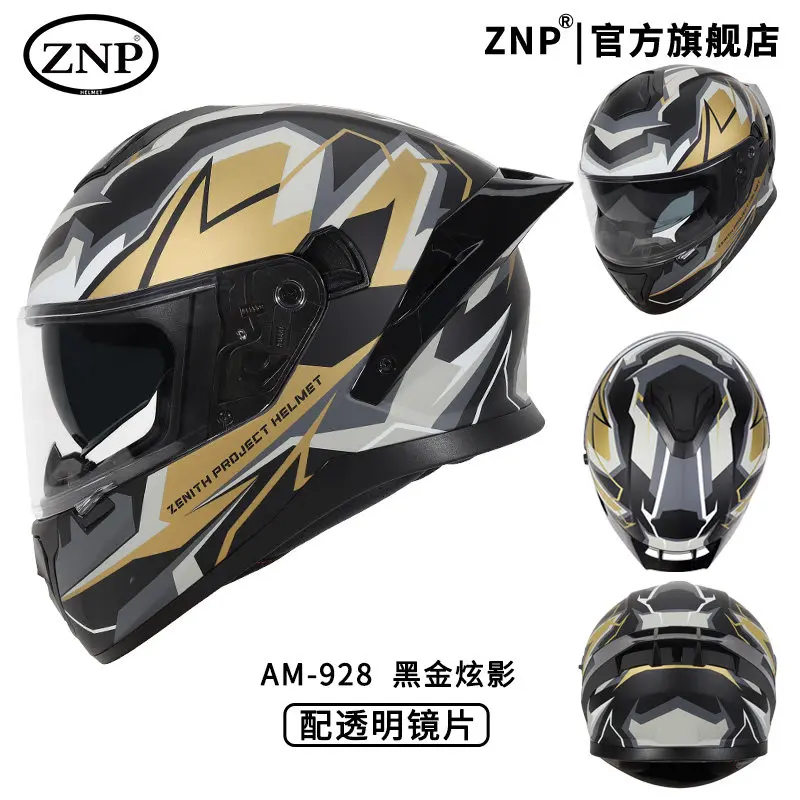 ZNP 3C Bluetooth Motorcycle Full Helmet Black Blue Retro Rear Wing Universal All Season Unisex Personalized Casco Moto