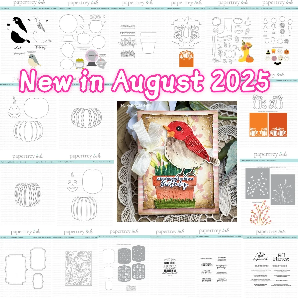 

2025 Halloween Pumpkin Potted Boot Bird Metal Cutting Dies Clear Stamps Petals Stencil Hot Foil for DIY Decorating Scrapbook