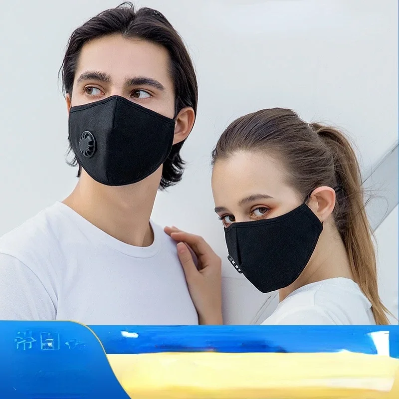 Cotton Face Mask with Breathing Valve Filter Reusable Washable Masks Fashion Mouth Face Mask Anti Dust Activated Carbon PM2.5