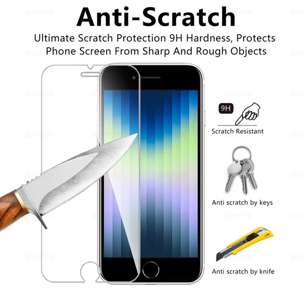4PCS 9H Tempered Film For iPhone SE (2022) 4.7" Screen Protection Glass For Apple iphone SE3 5G iPhoneSE Safety Protector Cover