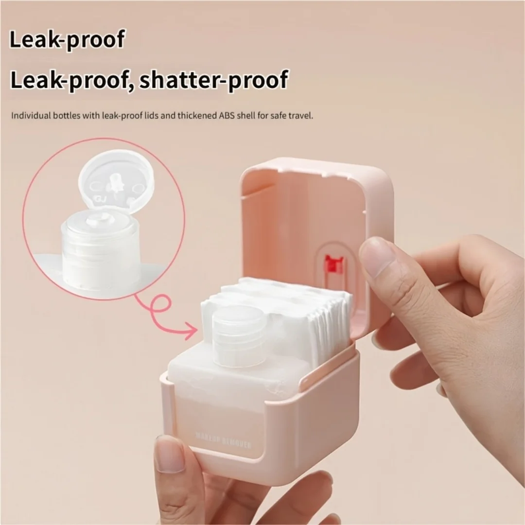 1pcs Portable travel makeup remover box, 2-in-1 wash and makeup remover set, compact plastic storage box, pocket size