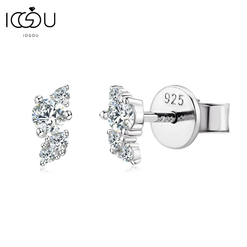 IOGOU New Mini Butterfly Moissanite Stud Earrings 2.5mm&1.4mm&1.2mm D Color Diamond Small Earrings 925 Silver Original Jewelry