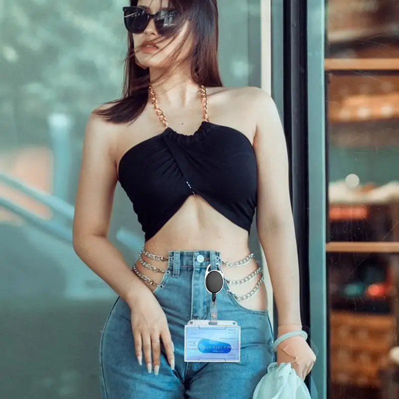 1pc 투명 하드 플라스틱 카드 홀더 양면 엄지 푸시 카드 수직 Id 작업 문서 홀더 버스 카드 은행 카드 홀더