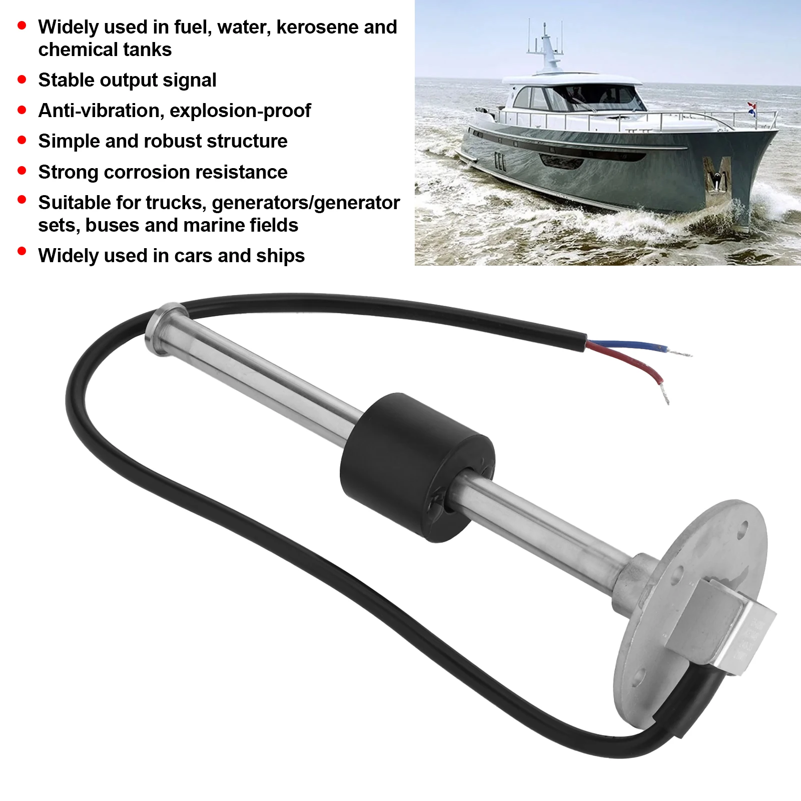 

200mm Fuel Level Sensor Fuel Water Level Sender Steady Output Signal for Automotives Marines Fuel Water Level Sender