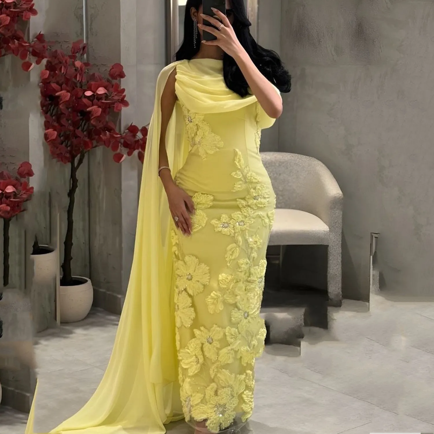 

Lorrtta Customized Luxurious Women's Evening Dresses for Special Occasions Платье Вечернее Prom Dress Yellow فساتين سهرة Mermaid