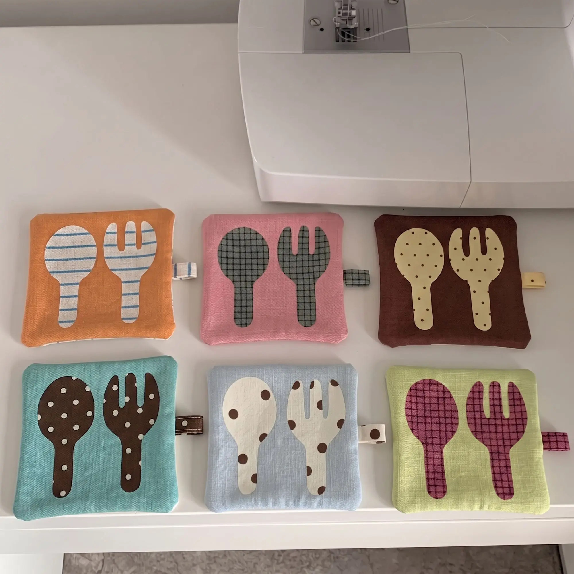 6-Piece Kawaii Fabric Fork Spoon Coaster Desktop Decoration Daily Necessities Anti-scalding Non-slip Cute Girly Heart Gift