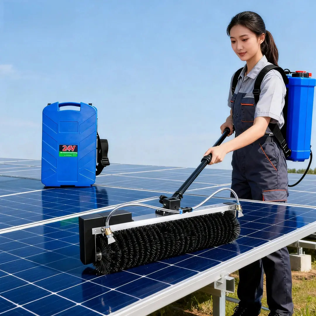 

Handheld Solar Panel Cleaning Machine Electric Roller Brush Dry Wet Washing Photovoltaic Panel Cleaner