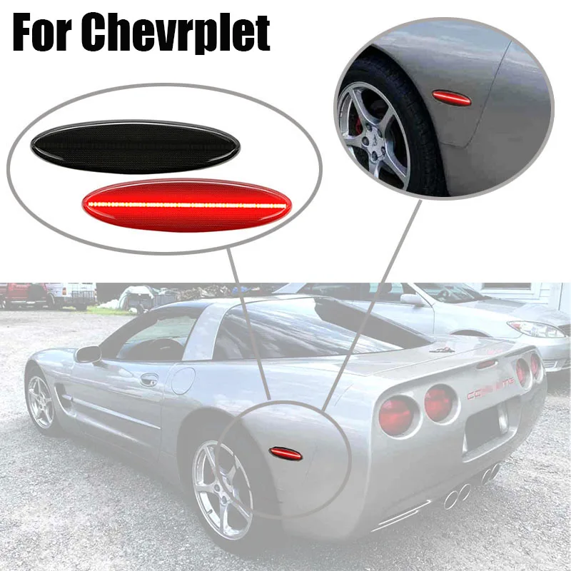 

For Chevrolet Corvette C5 1997 1998 1999 2000 2001 2002 2003 2004 LED Rear Red Side Marker Light Clear /Smoke /Red Lens 2PCS