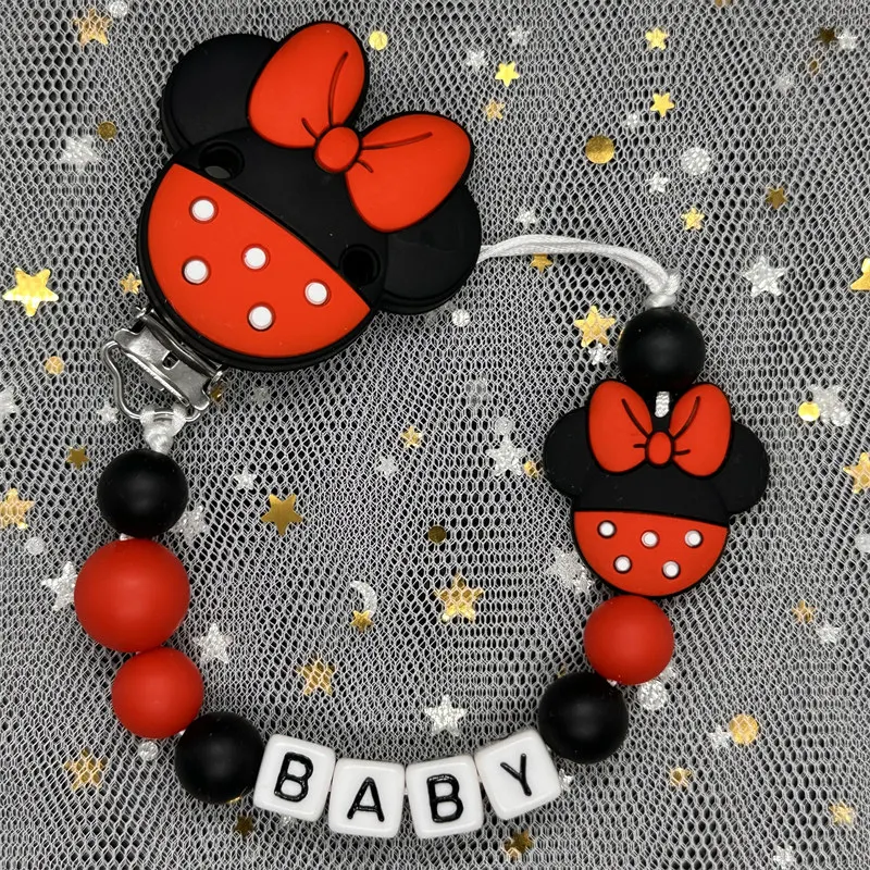 Clips para chupete de bebé con nombre personalizado gratis, cadenas para chupete personalizado, regalo para recién nacidos de estilo nórdico,