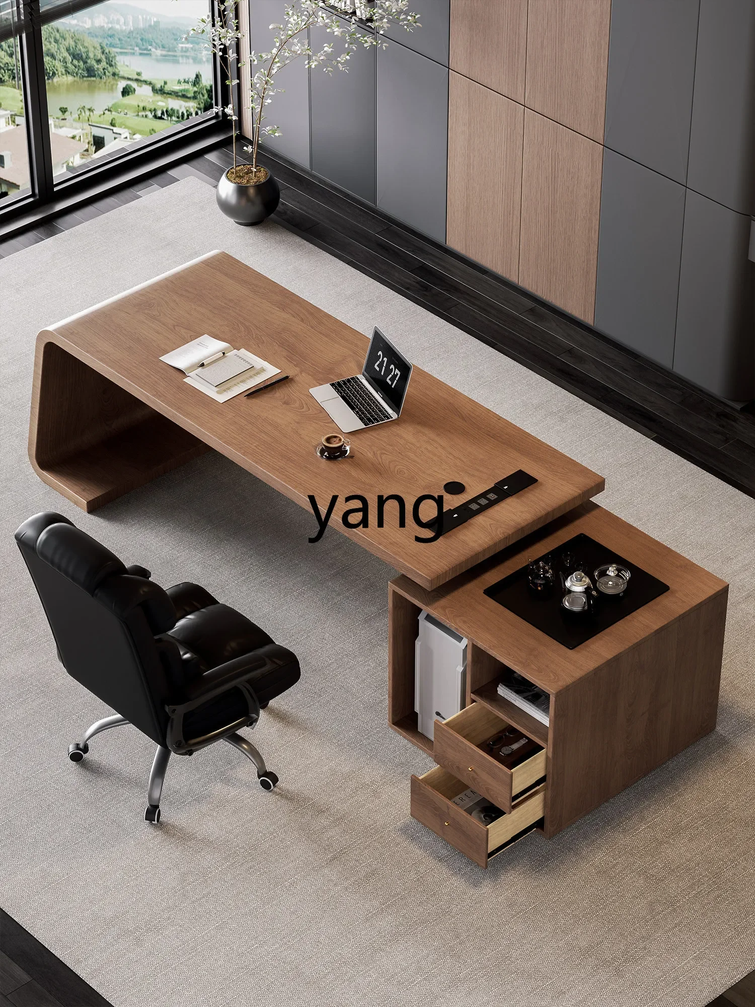 

LMM simple solid wood desk integrated dual-purpose leadership computer desk