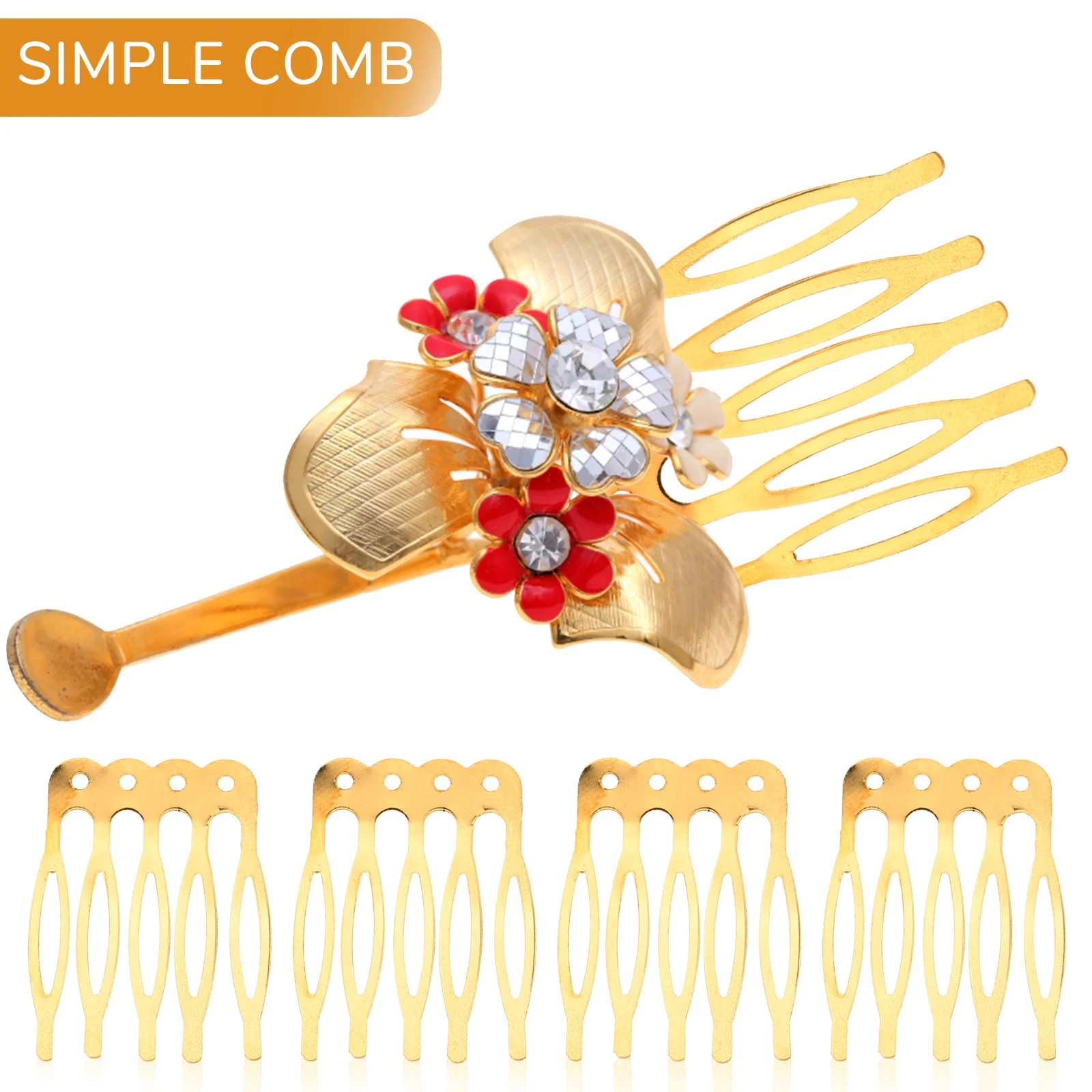 

50Pcs Hair Comb Tools Smooth Finish DIY Hair Combs Easy to Use with Any Hairstyle Women Ladies Accessories Golden