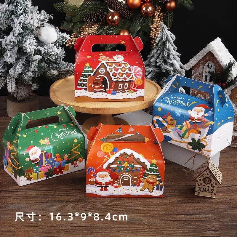 

10Pcs Small Christmas Cupcake Cake Pastry Box Hand-held Xmas Eve Apple Candy Biscuit Gift Packaging Boxes