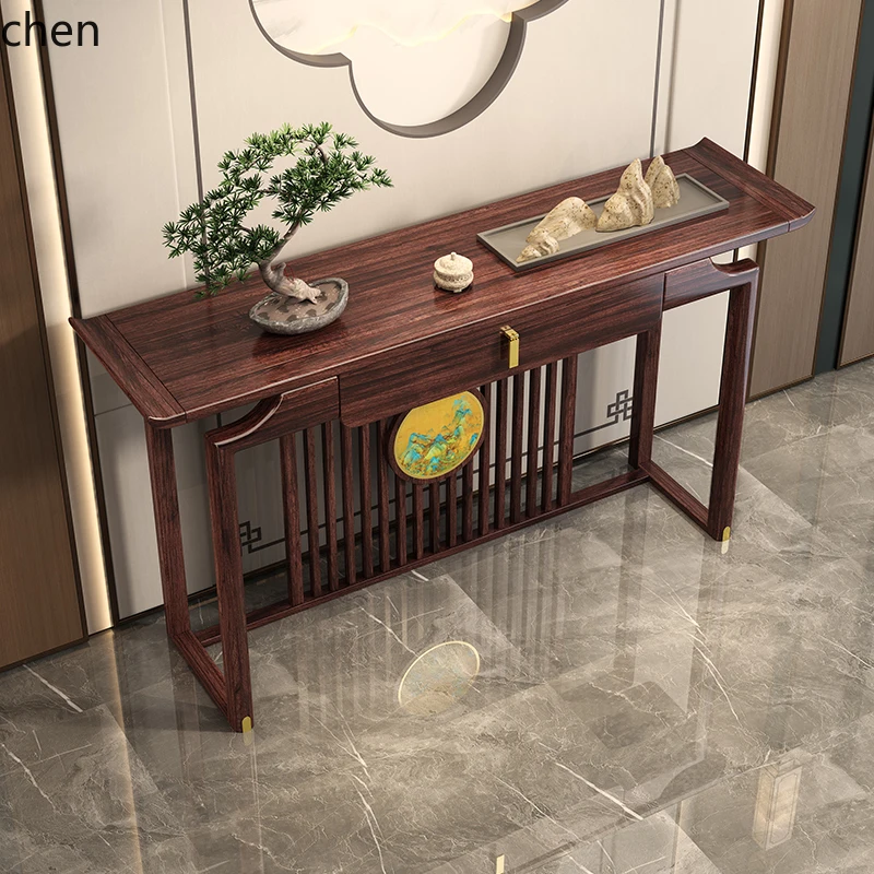 HXL Ebony Wood Entryway Wall-Mounted Solid Wood Console Table Altar Table Offering Table Altar